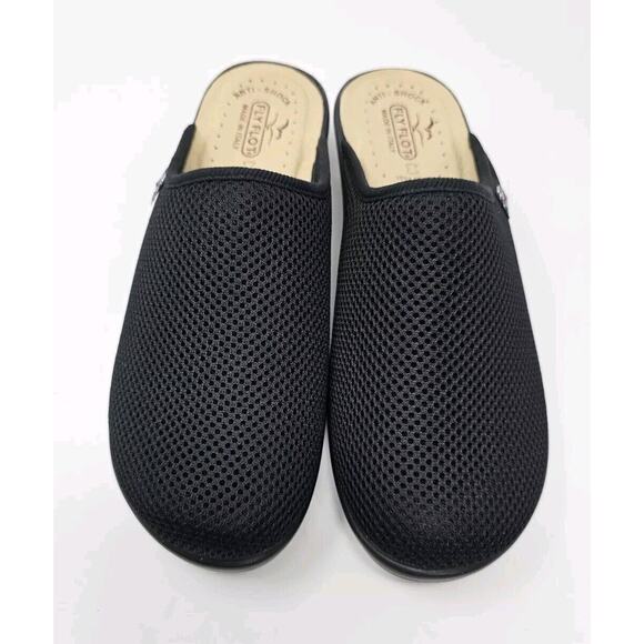 Fly Flot Mesh Clogs Black Anti Shock Anatomic Slip On Shoes Size 9 - Picture 1 of 8